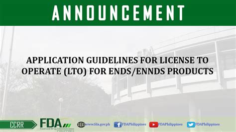 APPLICATION GUIDELINES FOR LICENSE TO OPERATE .